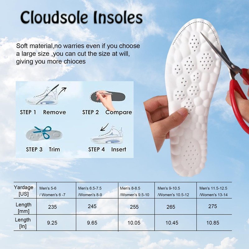 4D Cloud Insole for Men, Cloud Soles for Women, Super