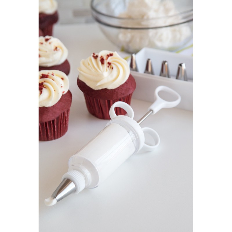 Fox Run Icing Syringe Decorating Set, Metallic, 7-Piece, 2.25 x