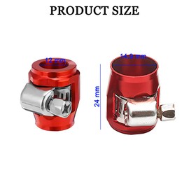 CGEAMDY Pack of 4 Hose Mounting Clamps, Car Oil Hose Clamp, Aluminium Alloy, Car Pipe Repair Clamp, Car Oil Hose Worm Gear Hose Clamp, Pipe Trimmer Clips (Red)