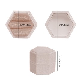 U·helper Velvet 2 Slots Jewelry Ring Box, Hexagon Premium Gorgeous Vintage Double Ring Gift Box with Detachable Lid for Wedding Ceremony Proposal Engagement(Champagne)