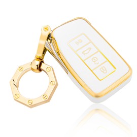 YHC for Lexus Key Fob Cover Premium Car Key Case Shell with Fashion Keychain fit RX ES GS LS NX RS GX LX RC LC Gold White