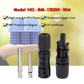 BAYM Solar Connector Male Female Solar Panel Connector 30A 1500V for PV Cable 2.5/4/6mm 14/12/10 AWG Connect UV Resistant(1Pair)