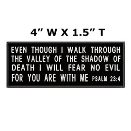 Psalm 23:4 Patch Embroidered Iron-on/Sew-on Applique, Religious Eternal Life Bible Verse, Love Jesus God, Christian Biker, Decorative Embroidery Clothing Vest Jackets Jeans, Premium Stitching