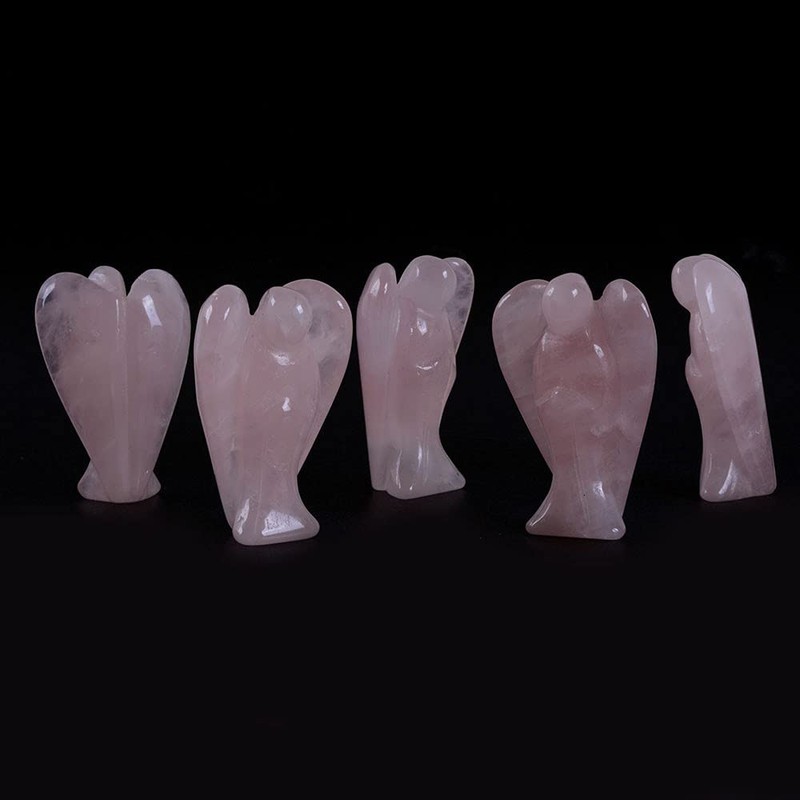 Justinstones Carved Rose Quartz Peace Angel Pocket Guardian Angel Healing