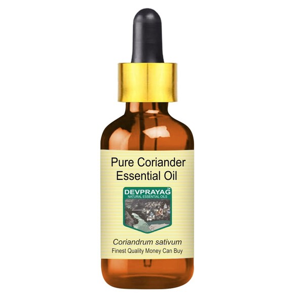 Devprayag Pure Coriander Essential Oil (Coriandrum sativum) with Glass Dropper