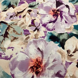 Kt KILOtela 100% Cotton Canvas Fabric 160cm Wide - 160cm Wide - Purple - Half Panama - Digital Print - per metre