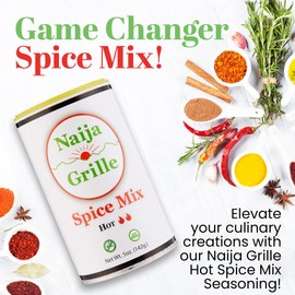Naija Grille Seasoning - Hot - All Purpose Spice Mix for Chicken, Beef, Fish, Vegetables, and More - Elevate Flavor with Seasoning for Cooking, Grilling, BBQ, and Frying - Low Sodium - 5 oz