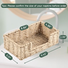 ZMZKKLL Napkin Holder for Bathroom, Woven Wicker Paper Rope Guest Towel Holder Tray, Disposable Paper Hand Towel Holder for Bathroom Accessories, Dinner Napkin Holder for Kitchen Table Party