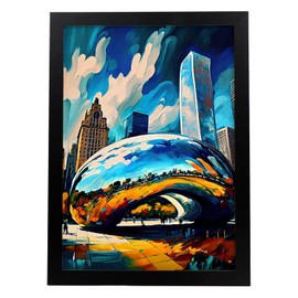 Nacnic Cloud Gate Oil Painting Style Poster. Illustrations of monuments and cities in Full Colour Photographic Style. Interior Design and Decoration. Size A4.