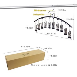 Legging Organizer for Closet, Pant Skirt Hangers with Clips 5 Pack w/50 Clips Holds 50 Leggings Space Saving Hanging Closet Organizer w/Rubber Coated Closet Organizers and Storage, Black（5P）