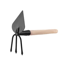 Garronda GD-0007 Weed Hoe Pointed with Rake Garden Hoe Small Hand Hoe with Rake Double Hoe Hand Hoe with Two Heads (Weed Hoe: Black, Heart Shape)