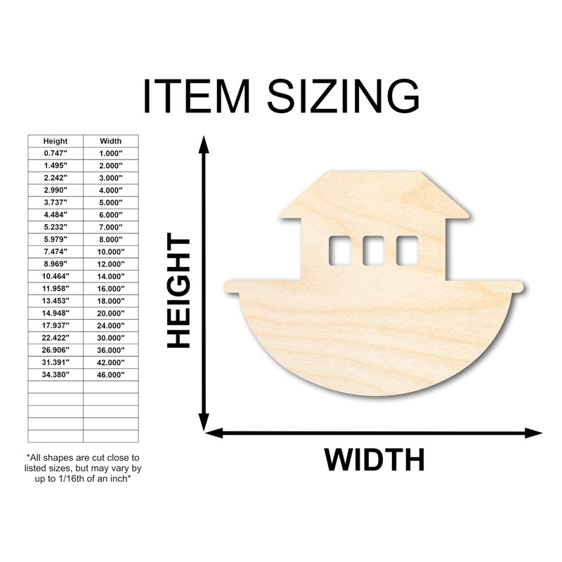 Unfinished Wood Noah's Ark with Windows Shape - Craft -