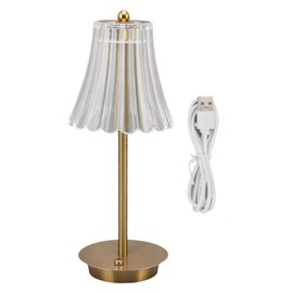 Crystal Touch Table Lamp Dimmable Acrylic USB Charging Cordless Bedside Lamp for Bar Bedroom Copper Color