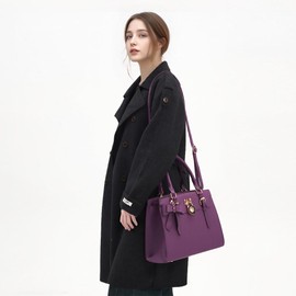 Qiyuer Women Purses And Handbags Set Ladies Top Handle Satchel Tote Shoulder Work Bag With Matching Clutch Wallet 2PCS Purple