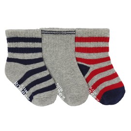 Robeez Boy's Baby, Infant, Toddler Soft Cotton Non-Slip Socks/Kickproof Seamless Design (3 Pack), Daily Dave Stripe, 6-12 Months