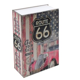 HIULLEN Storage Book, Dictionary Book Safe, Book Safe with Key, Book Safe Safe, Book Safe Security Box for Money, Jewellery, Documents, Valuables (Password Lock, Highway 66 Style)