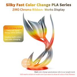 ZIRO Fast Color Changing PLA Filament, 1.75mm Color Gradient Shine Material, Glossy Rainbow PLA Filaments, Fit Most 3D Printer Pen, Shiny Surface 1KG Spool, Chroma Ribbon (Silk)