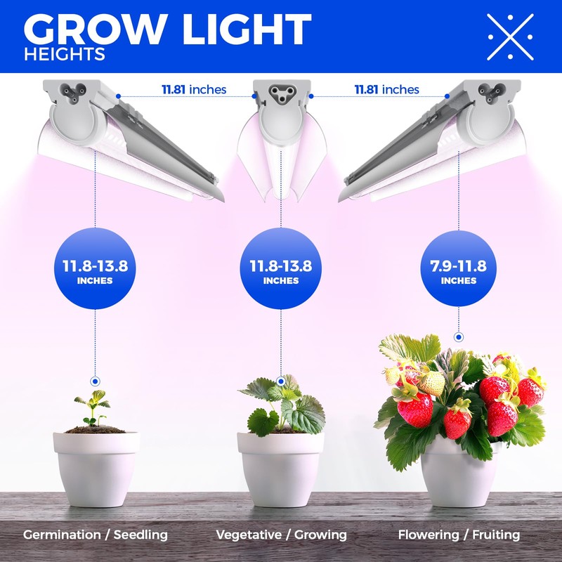 Barrina T8 LED Grow Light 4FT,168W(4 x 42W), 1000W Equivalent,