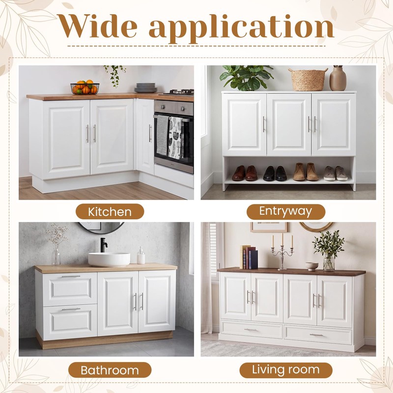 Memorywuu 2 Pcs Built-in Cabinet Doors with Silver Handles 16.25