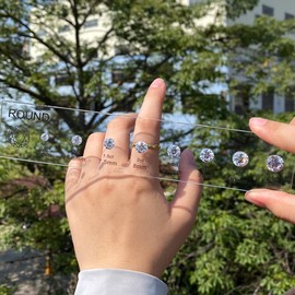 HOLYCOME Diamond Size Shape Guide Selector Kit, 5A Cubic Zirconia Engagement Ring Size Comparison Tool, Classic Round Diamond Cutting Shape 8 Different Size -White （not Included Ring Measuring Ruler)