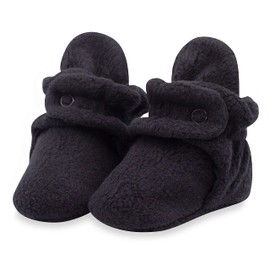 Zutano Cozie - Botines unisex de forro polar con pinzas, esenciales para bebé, negro/gris jaspeado, 12 meses, Negro -, 12 meses