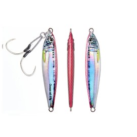 OCEAN CAT Long Casting Slow Fall Pitch Fishing Jigs Lures Lead Metal Flat Sinking Vertical Shore Jigging Bait with Assist Hook for Saltwater Freshwater Fishing 40g 60g 80g