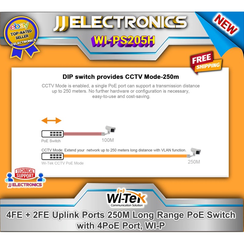 Wi-Tek Switch WI-PS205H V2 4 FE PoE Ports x 10/100Mbps,