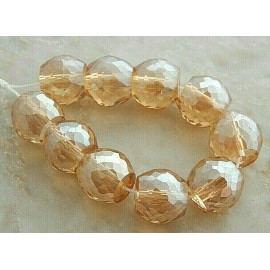 Celestial 10 Gem Cut Crystals Champagne AB 9x8mm Faceted Barrel Squat Round Rondelle Beads