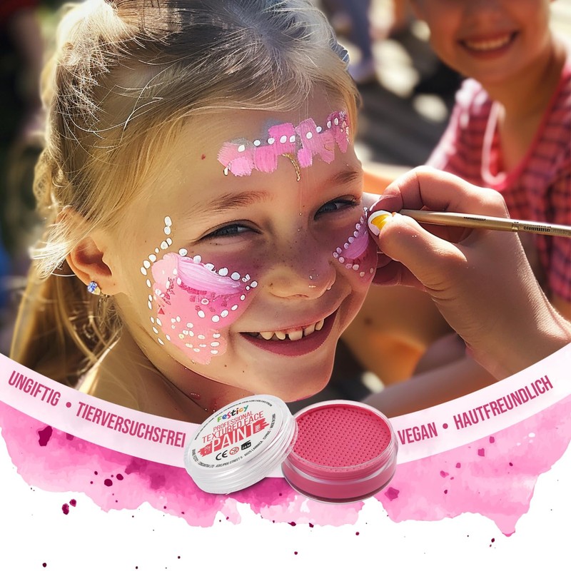 Festicy Professional Theatre Make-Up Pink, 20 g Including Sponge, Carnival