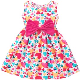 Little Girls Valentine's Day A-Line Dress Kids Bowknot Love Heart Casual Outfits for Party Toddler Girl Sleeveless Summer Dresses 2-7T-1507-manyheart-6T