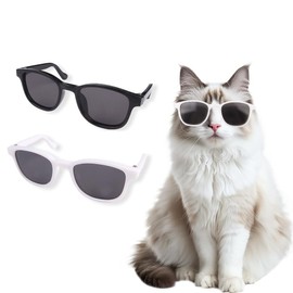 Mini Pet Sunglasses UV Protection Windproof Goggles for Dogs and Cats, Fashionable Photography & Cosplay Accessories (1 Black + 1 White)
