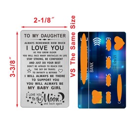 TANWIH Daughter I Love You Gifts Engraved Wallet Card, You Will Always Be My Baby Girl, To My Daughter Birthday Graduation Christmas Wedding Gifts from Mom Dad