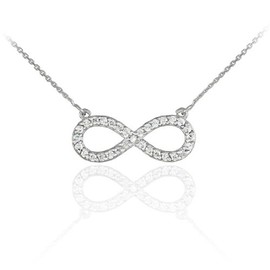 Claddagh Gold Sterling Silver Clear CZ Infinity Pendant Necklace (16 Inches)