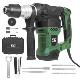 Prostormer 1-1/4" SDS-Plus Rotary Hammer, 13 Amp Powerful Motor, 4 Functions Rotary Hammer Drill with Case, Including Grease, Chisels, Drill Bits, for Concrete, Steel, Wood