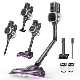 Lubluelu Cordless Vacuum Cleaner 48 KPa 450 W Wireless up to 50 Minutes Running Time Foldable Kink Tube Anti-Tangle Brush Large Dust Container Quiet and Self-Standing for Hard Floors, Carpet and Pet
