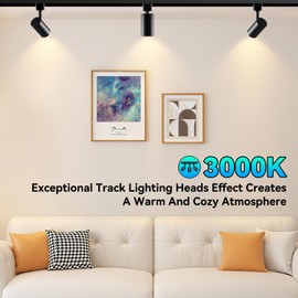 AIBISOD H Type Track Lighting Heads Black 10W Dimmable LED Small Track Light Replacement Head H Track Lighting Heads Fixtures Ceiling Spotlight for Kitchen, 1000lm Anti Glare Flicker Free 24° 4 Pack