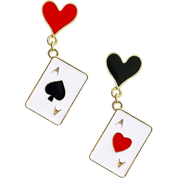 Poker Dangle Earrings Metal Alloy Game cards Simulate Cool Funny