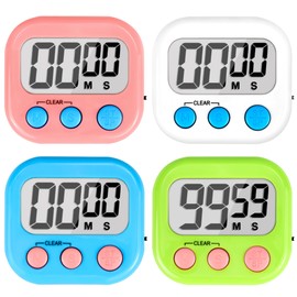 AOUVES Digital Timer for Kids Teacher Supplies Classroom Timer for Study Learning Management Kitchen Work Exercise-4Pack Pink Blue Green White