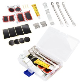 Oziral Bicycle Patch Set, Tire Patch, Puncture Repair, Tire Lever Patch, File, Emergency Tire Repair, Repair Kit, Lightweight, Compact, Universal, Convenient, Instruction Manual (English Language Not Guaranteed)