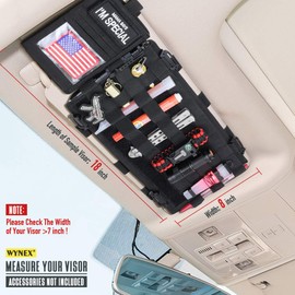 WYNEX Car Sun Visor Organizer Molle Panel, Tactical Car Visor Cover with Elastic Webbing Slots, Vehicle Visor Holder Detached with Card Pouch, Compatible with Most Cars, SUVs, F-150s, Jeeps