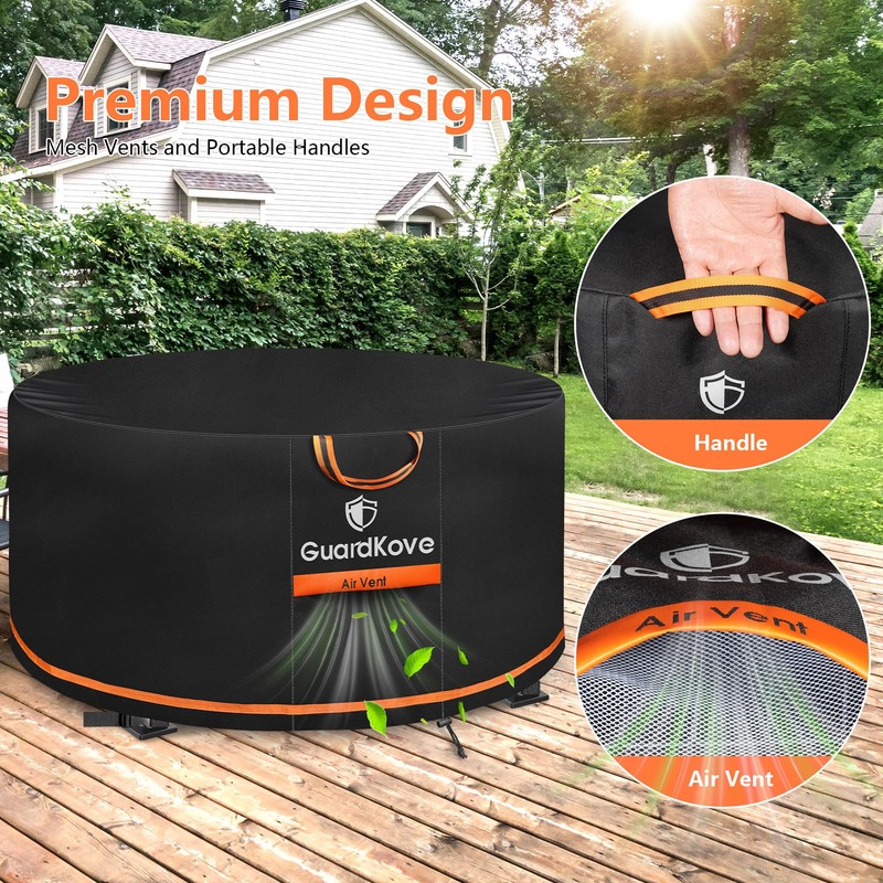 [Upgraded 1000D Heavy Duty Fabric] 32” Fire Pit Cover Round