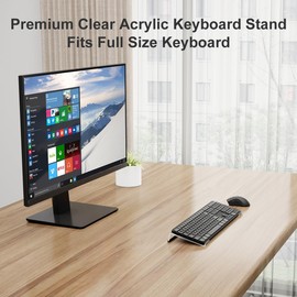 Suptek Clear Acrylic Tilted Computer Keyboard Stand for Easy Ergonomic Typing, Keyboard Tray Holder Silicone Anti-Slip Case for Office Desk, Home, School, A001
