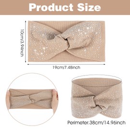 Shimmeroo 3Pcs Sparkly Fancy Headbands Crystal Bling Jeweled Stretchy Elastic Dressy Fancy Head Wraps Turban Head Bands for Black Women Girls
