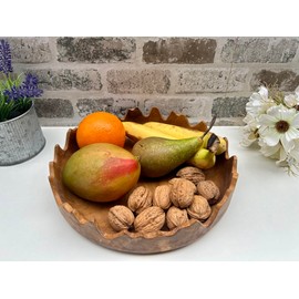 28cm Fruit Nuts Bowl Serving Dish Driftwood Wooden Teak Root Wavy Edge Design