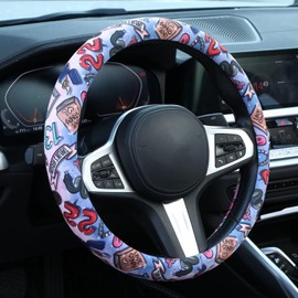 Pop Singer Tags Steering Wheel Cover Auto Steering Wheel Protector, Anti-Slip, Breathable, Absorbing Sweat, Universal Car Accessories 14.5–15 inch