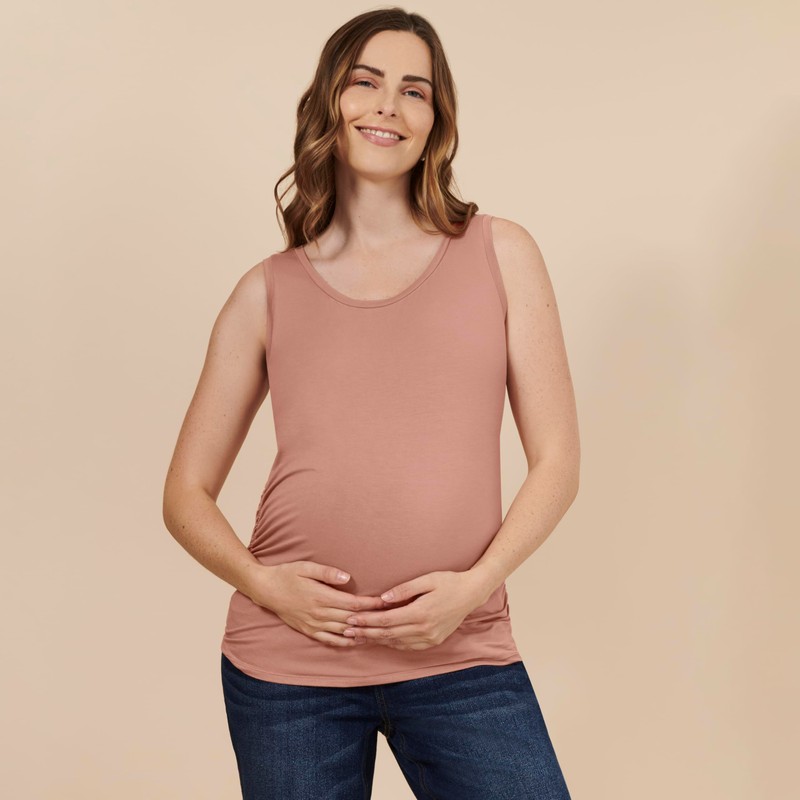 Motherhood Maternity Women's Sleeveless Scoop Neck Side Ruched Pregnancy Tank