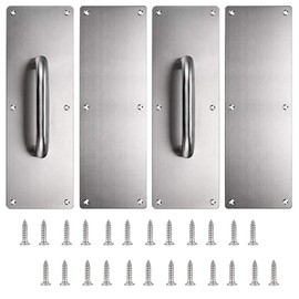 Sumnacon 2 Set 12" Stainess Steel Door Handle PULL & PUSH Plate - Heavy Duty Gate Handle Bar for Home/Office/Warehouse/Public /Commercial Places, Suitable of Wooden/Composite Door With Screws, Brushed