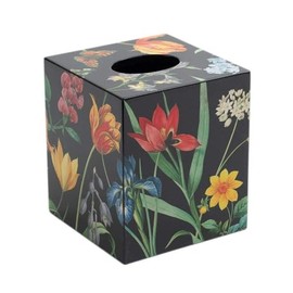 Redouté Floral Lacquer Tissue Box Cover in Black - 1 Each