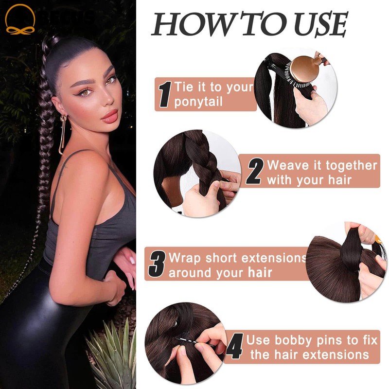 BECUS Braided Ponytail Extension,Mebeli Braid Extensions Long Braided Ponytail Extension
