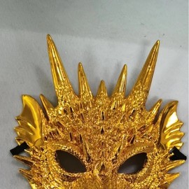Adult Dragon Head Full Face Mask for Halloween & Animal Parties Free Size/Imitation Silver 10ea